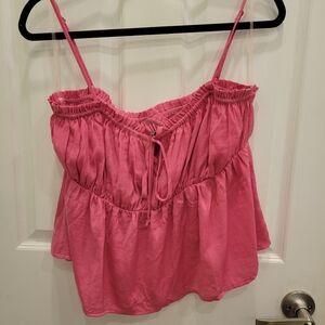 American Eagle Outfitters Barbie Pink Ruched Peplum Cami